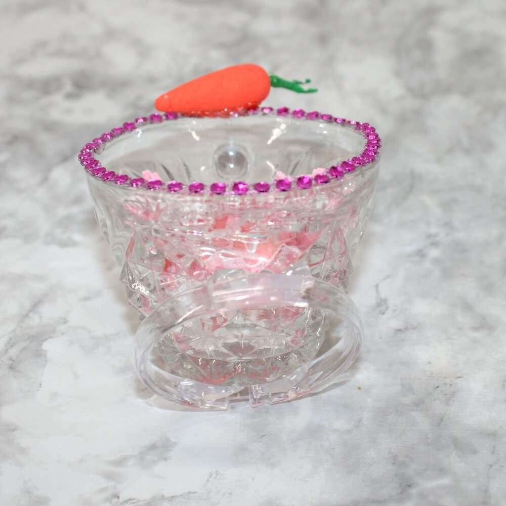 HAND CRAFTED Pink Bunny Rabbit Spring Decor Ornament Upcycled Cup Pastel Easter - Picture 5 of 14